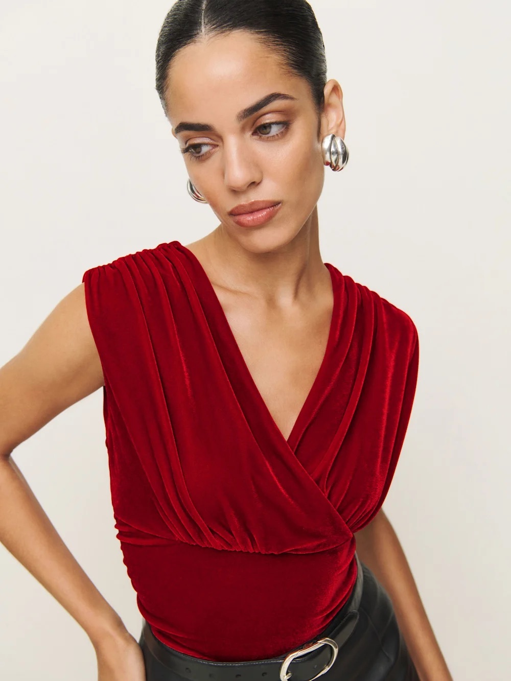 Reformation Amelia Knit Top Red - Size S